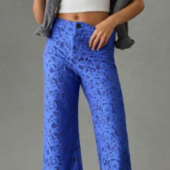 Brand New THE COLETTE LACE CROPPED WIDE-LEG PANTS BY MAEVE - Picture 9 of 11